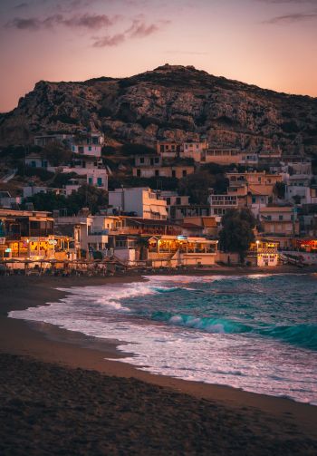 Matala, Greece, sea, shore Wallpaper 1640x2360
