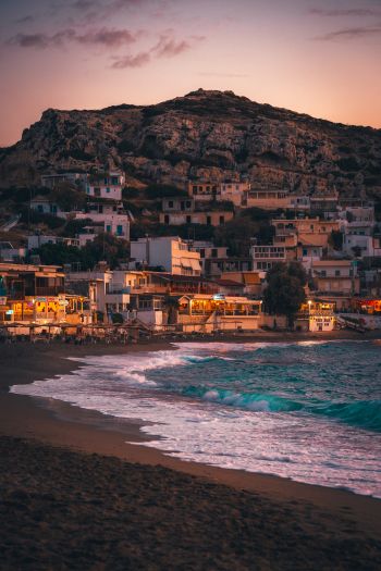 Matala, Greece, sea, shore Wallpaper 640x960