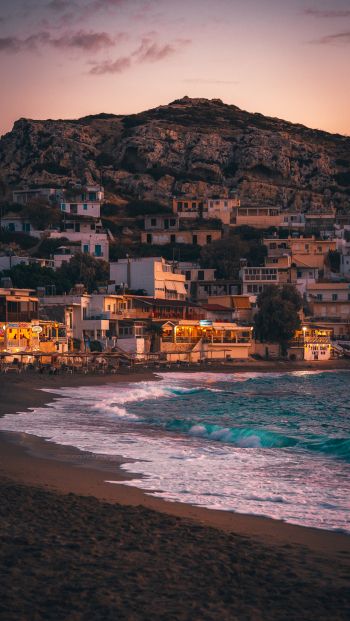 Matala, Greece, sea, shore Wallpaper 640x1136