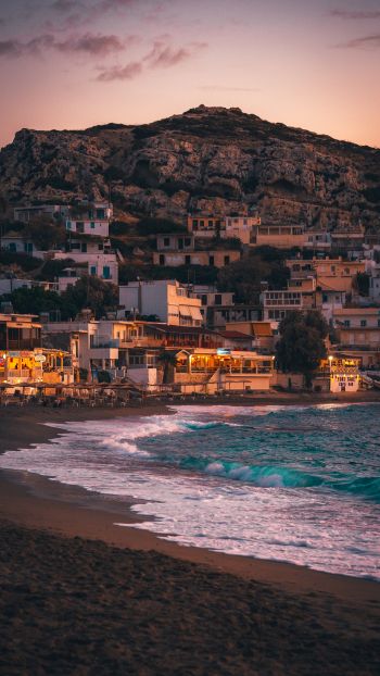 Matala, Greece, sea, shore Wallpaper 1440x2560