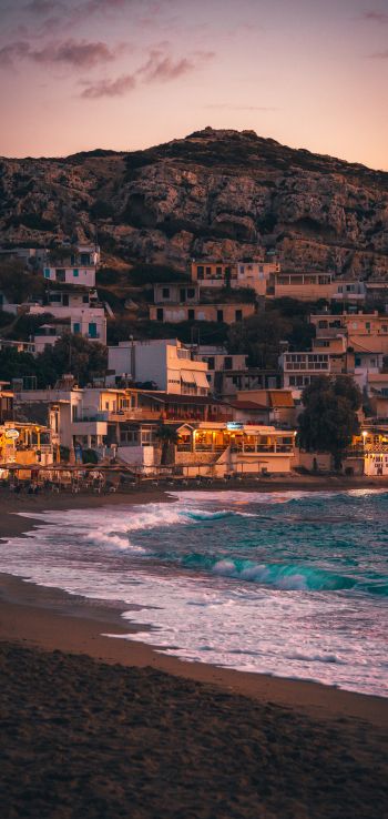 Matala, Greece, sea, shore Wallpaper 720x1520