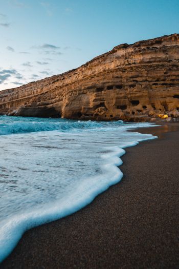 Matala, Greece, sea, shore Wallpaper 640x960