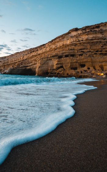 Matala, Greece, sea, shore Wallpaper 1600x2560