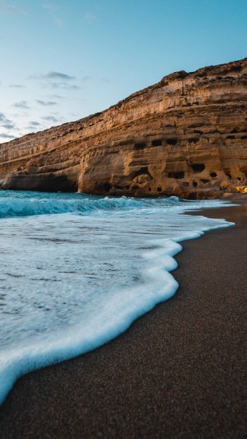 Matala, Greece, sea, shore Wallpaper 640x1136