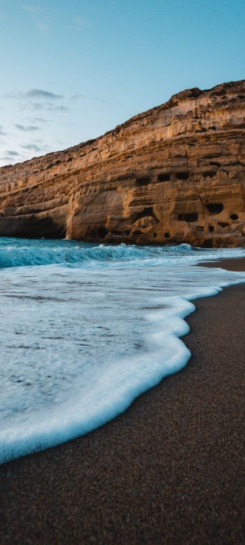 Matala, Greece, sea, shore Wallpaper 1440x3200