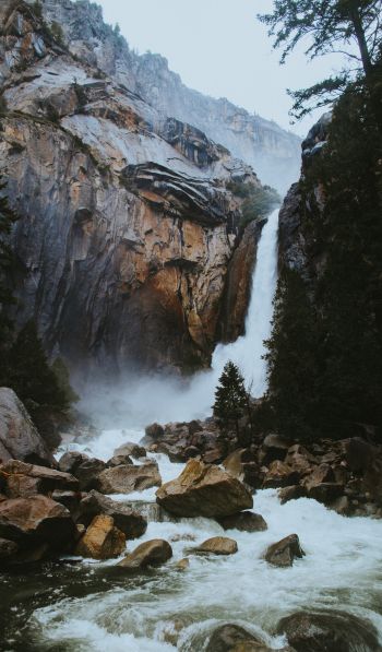 waterfall, river, stones Wallpaper 600x1024
