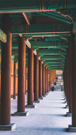 Обои 1080x1920 Южная Корея, колонны, внутренний двор
