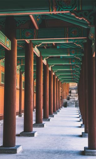 South Korea, columns, courtyard Wallpaper 1200x2000
