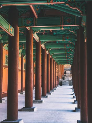 South Korea, columns, courtyard Wallpaper 1668x2224