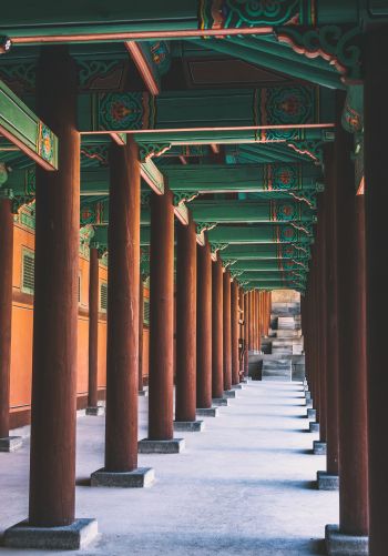 South Korea, columns, courtyard Wallpaper 1668x2388