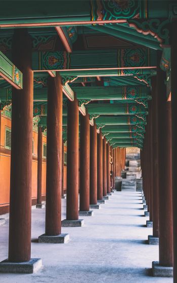 South Korea, columns, courtyard Wallpaper 1752x2800
