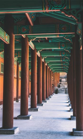 South Korea, columns, courtyard Wallpaper 1200x2000