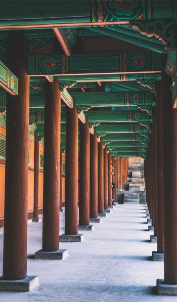 South Korea, columns, courtyard Wallpaper 600x1024
