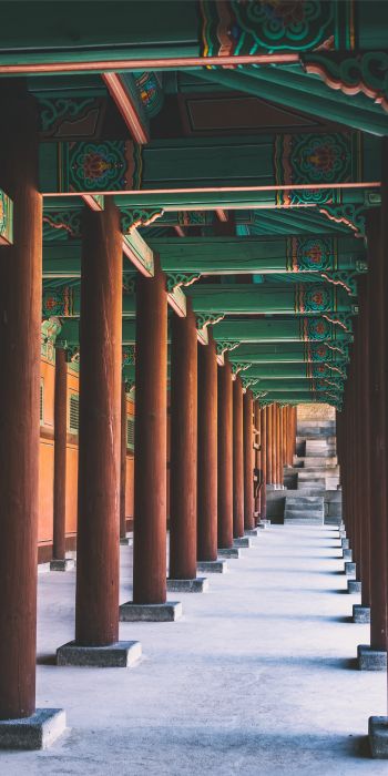 South Korea, columns, courtyard Wallpaper 720x1440