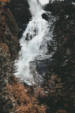 waterfall, mountains, trees Wallpaper 4000x6000