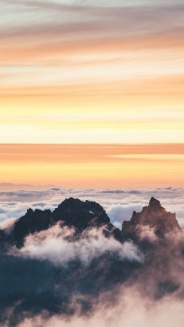 above the clouds, mountains, sky Wallpaper 640x1136