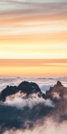 above the clouds, mountains, sky Wallpaper 720x1440