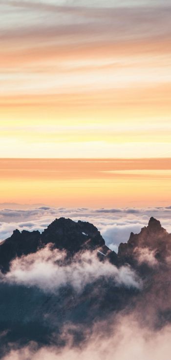 above the clouds, mountains, sky Wallpaper 720x1520