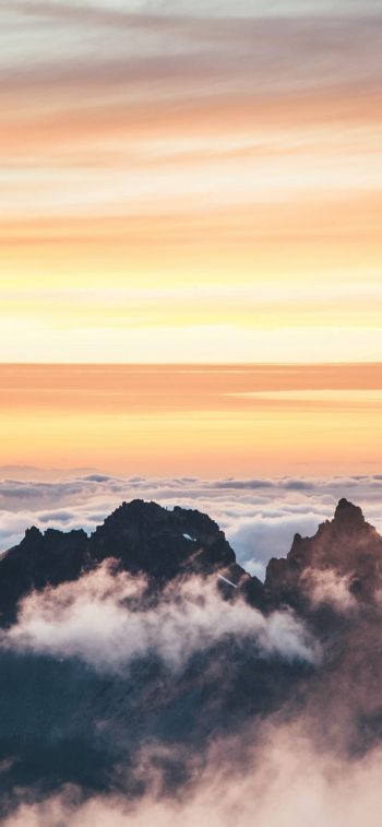 above the clouds, mountains, sky Wallpaper 1170x2532