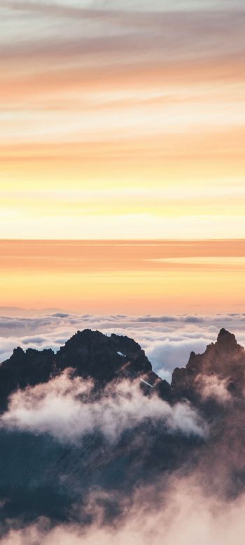 above the clouds, mountains, sky Wallpaper 1080x2400
