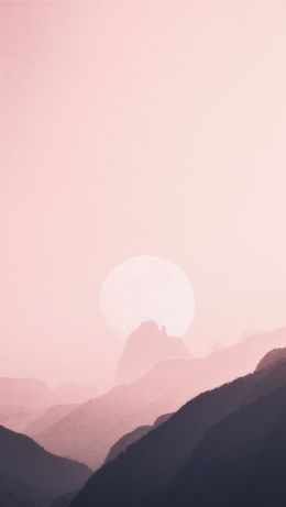 Обои 640x1136 небо, горы, розовый, солнце