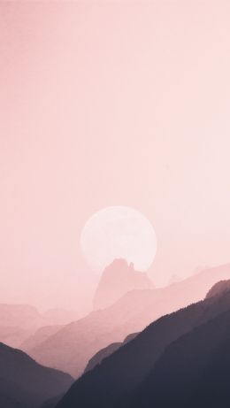 sky, mountains, pink, sun Wallpaper 640x1136