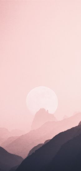 sky, mountains, pink, sun Wallpaper 720x1520