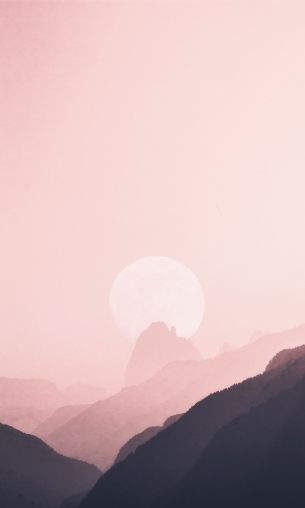 sky, mountains, pink, sun Wallpaper 1200x2000