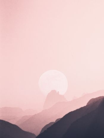 sky, mountains, pink, sun Wallpaper 1536x2048