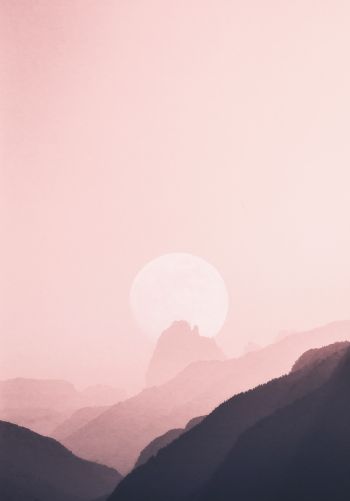 sky, mountains, pink, sun Wallpaper 1668x2388