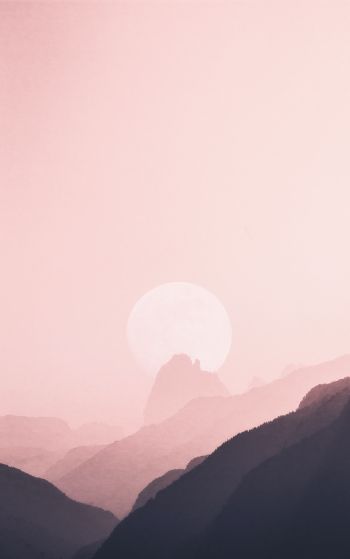 sky, mountains, pink, sun Wallpaper 1752x2800