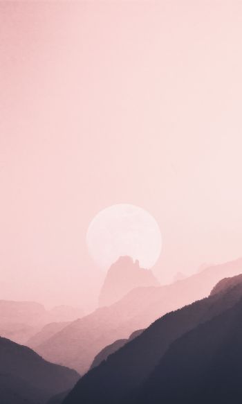 sky, mountains, pink, sun Wallpaper 1200x2000