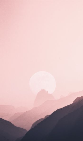 sky, mountains, pink, sun Wallpaper 600x1024
