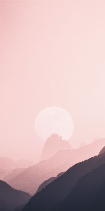sky, mountains, pink, sun Wallpaper 720x1440