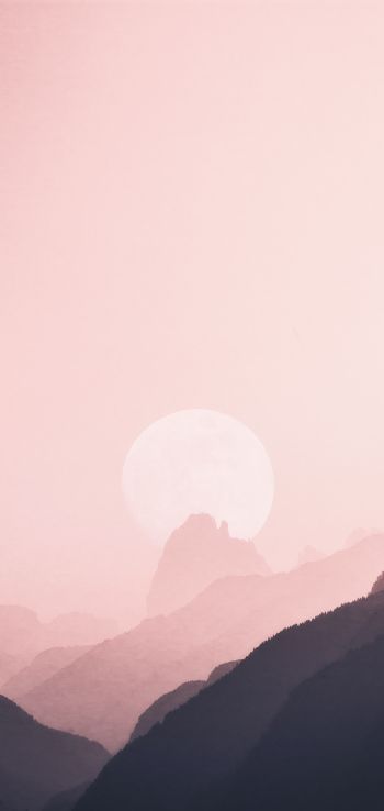 sky, mountains, pink, sun Wallpaper 1440x3040