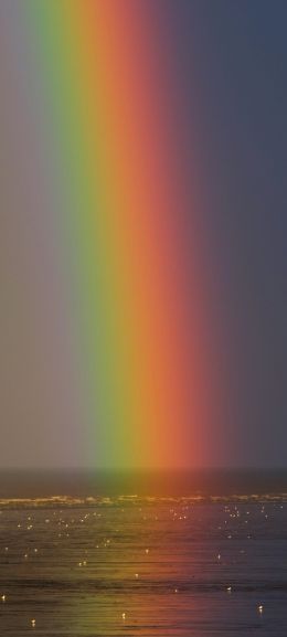 rainbow, sea, water, sky Wallpaper 1440x3200