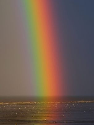 rainbow, sea, water, sky Wallpaper 2048x2732