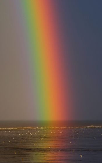rainbow, sea, water, sky Wallpaper 1600x2560