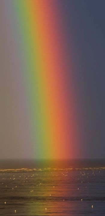 rainbow, sea, water, sky Wallpaper 1080x2220