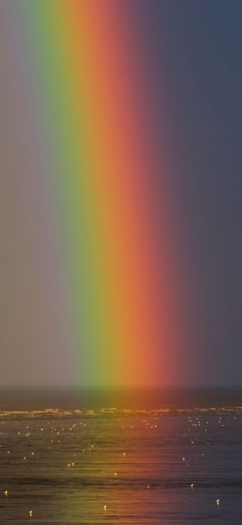 rainbow, sea, water, sky Wallpaper 1080x2340