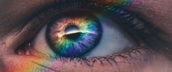 eye, rainbow, blue Wallpaper 2560x1080