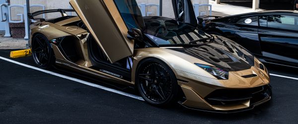 Обои 3440x1440 Lamborghini Aventador SVJ Roadster, спортивная машина