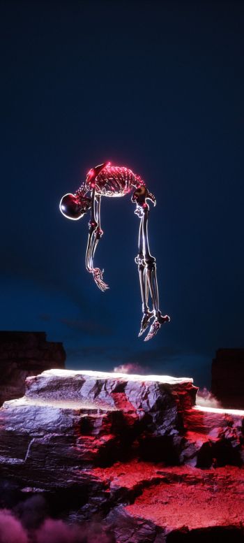 skeleton, 3D modeling, graphics Wallpaper 1080x2400