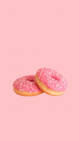 Обои 1080x1920 пончик, глазурь, розовый