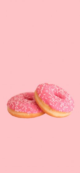Обои 828x1792 пончик, глазурь, розовый