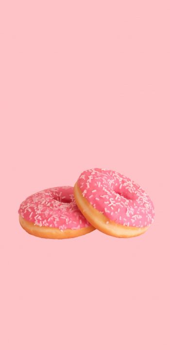 Обои 1080x2220 пончик, глазурь, розовый
