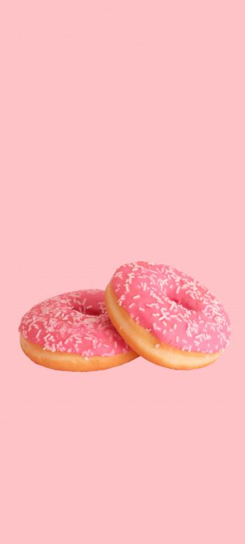Обои 1080x2400 пончик, глазурь, розовый