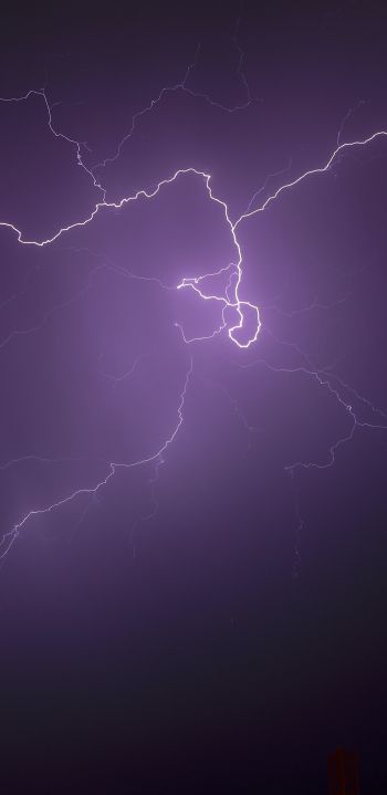 lightning, night, thunder Wallpaper 1080x2220