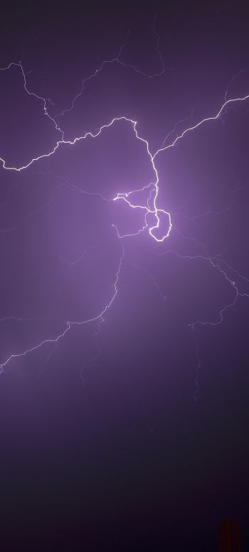 lightning, night, thunder Wallpaper 1440x3200
