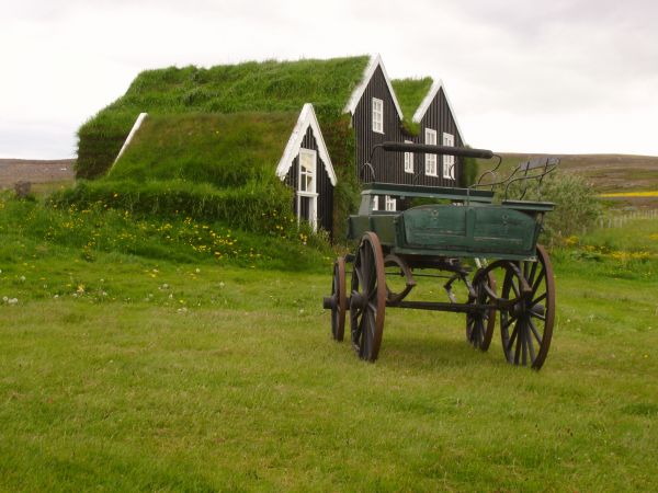 Iceland, green, house, telga Wallpaper 1024x768